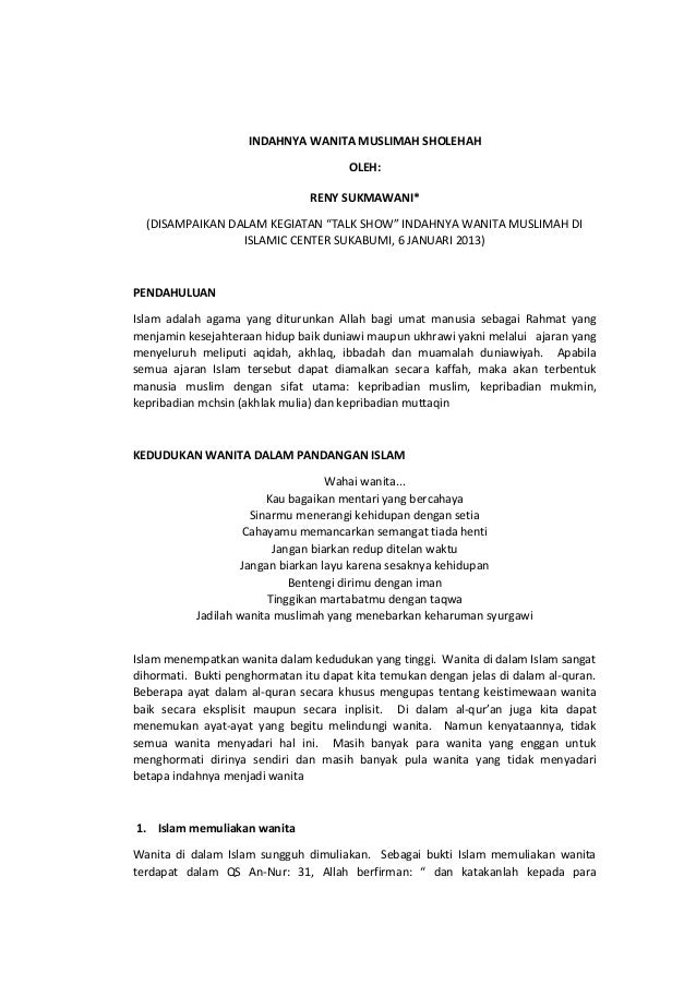 Indahnya Menjadi Muslimah Sholehah