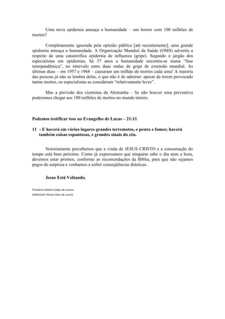 Indícios do Fim dos Tempos