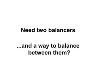 Need two balancers
...and a way to balance
between them?

 