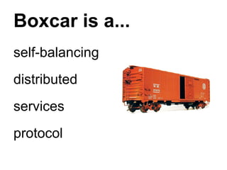 Boxcar is a...
self-balancing
distributed
services
protocol

 