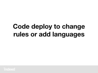 Code deploy to change
rules or add languages
 