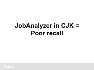 JobAnalyzer in CJK =
Poor recall
 