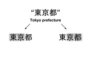“東京都”
Tokyo prefecture
東京都東京都
 