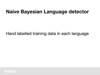 Naive Bayesian Language detector
Hand labelled training data in each language
 