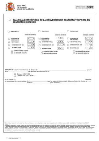 OTRAS SITUACIONES
9 9 0
CONTRATO EN GRUPO
ALTA DIRECCIÓN
OTROS
http://www.sepe.es
 