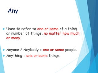 indefinite-pronouns for Elnglis learners. | PPTX