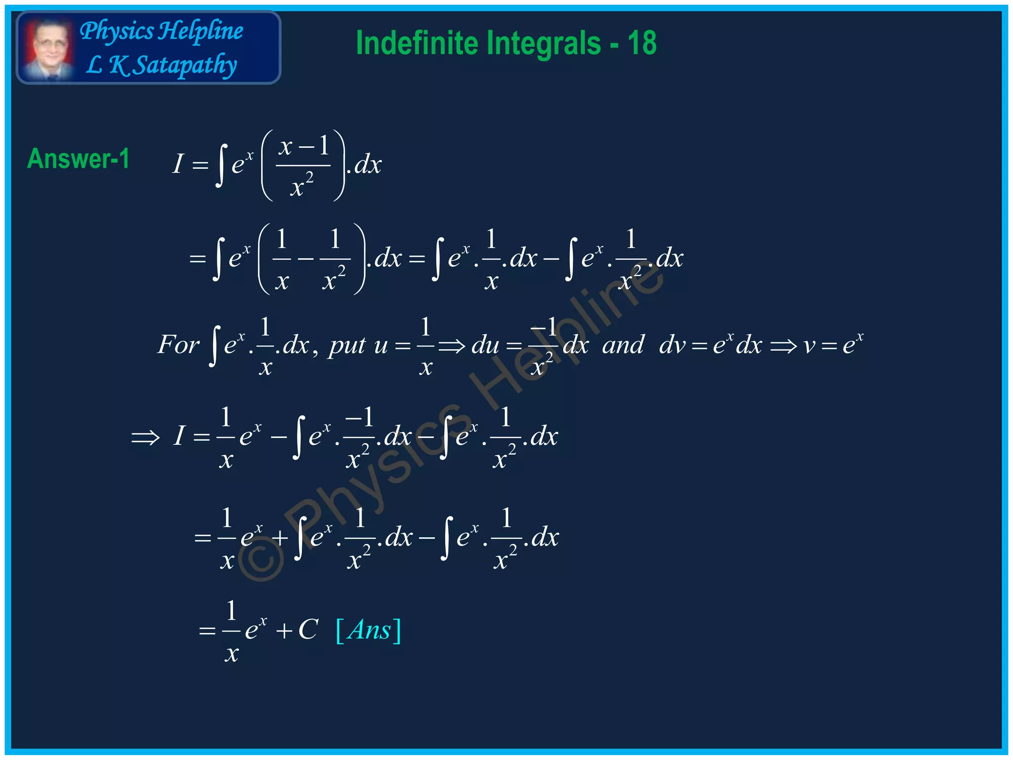 Indefinite Integral 18 | PPT