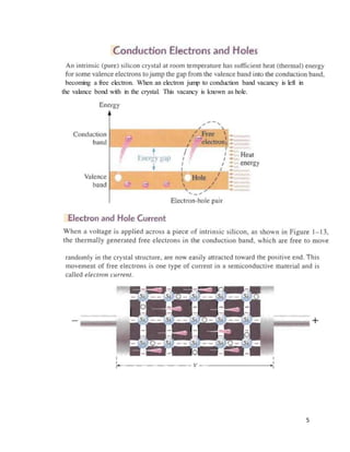 5
becoming a free electron. When an electron jump to conduction band vacancy is left in
the valance bond with in the crystal. This vacancy is known as hole.
 