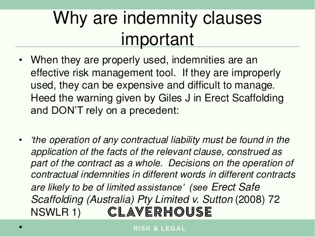 Indemnification clause sample for contractors Indemnification clause sample for contractors