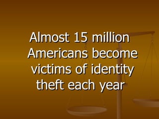 Almost 15 million Americans become victims of identity theft each year  