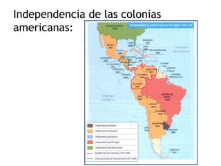 Independencia de las colonias
americanas:
 