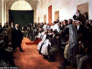 La Revolución de mayo de 1810En mayo de 1810, el cabildo de Buenos Aires cesó al virrey español del Río de la Plata y creó una Junta de gobierno, que presidía Cornelio de Saavedra. Manuel Belgrano y Mariano Moreno también eran miembros de esa Junta revolucionaria. La Revolución de mayo fue uno los primeros episodios de la independencia de América Latina.Archivo Fotográfico OronozMicrosoft ® Encarta ® 2009. © 1993--2008 Microsoft Corporation. Reservados todos los derechos.