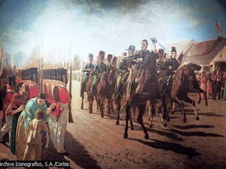 La batalla de RancaguaEn octubre de 1814, los independentistas chilenos José Miguel Carrera y Bernardo O'Higgins fueron derrotados por los ejércitos realistas españoles, al mando de Mariano Osorio, en la batalla de Rancagua. El artista uruguayo Juan Manuel Blanes imaginó en este cuadro del siglo XIX la salida de las fuerzas chilenas hacia su encuentro con las españolas.Archivo Iconografico, S.A./CorbisMicrosoft ® Encarta ® 2009. © 1993--2008 Microsoft Corporation. Reservados todos los derechos.