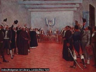 El Congreso de TucumánEl 9 de julio de 1816, el Congreso de Tucumán declaró la independencia de las Provincias Unidas del Río de la Plata.Index/Bridgeman Art Library, London/New YorkMicrosoft ® Encarta ® 2009. © 1993--2008 Microsoft Corporation. Reservados todos los derechos.