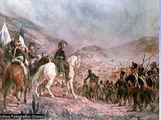 La batalla de ChacabucoEl 12 de febrero de 1817, las tropas independentistas del argentino José de San Martín y del chileno Bernardo O'Higgins derrotaron a los ejércitos realistas españoles en la batalla de Chacabuco. Este combate fue uno de los más decisivos en el proceso de independencia de Chile. El cuadro que ves en la imagen lo pintó Pedro de Subercaseaux; recrea un momento de aquella famosa batalla.Archivo Fotografico OronozMicrosoft ® Encarta ® 2009. © 1993--2008 Microsoft Corporation. Reservados todos los derechos.