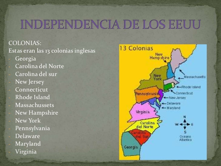 Mapa De Las 13 Colonias De Estados Unidos