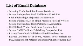 Independent Book Publishers Email Lists | PPTX