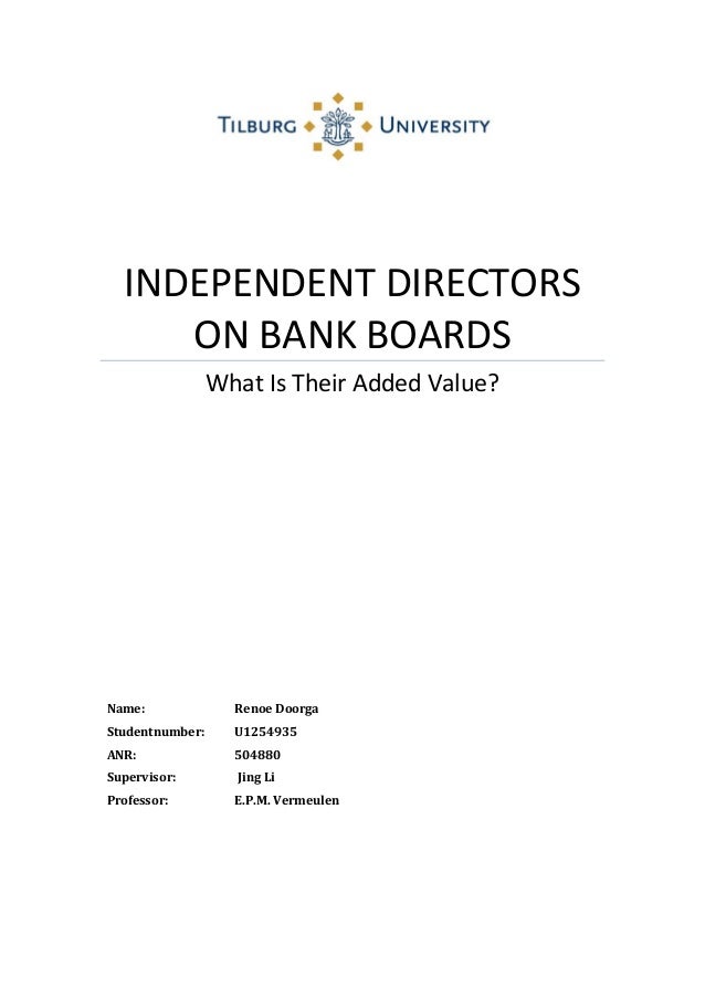 Independent director bank board