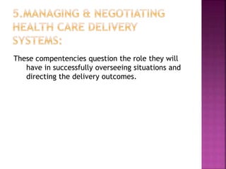 These compentencies question the role they will
have in successfully overseeing situations and
directing the delivery outcomes.
 