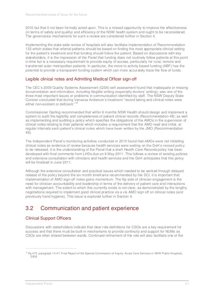 Independent Panel Garling Review Progress