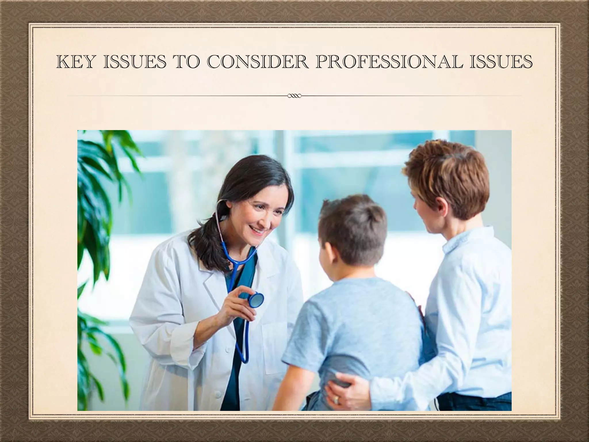 KEY ISSUES TO CONSIDER PROFESSIONAL ISSUES
 