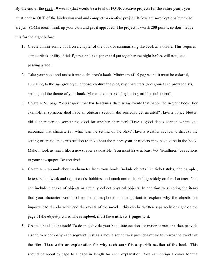 Independent reading book project essay 08 picture