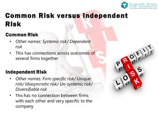 Common Risk versus Independent
Risk
 