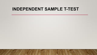 INDEPENDENT SAMPLE T-TEST
 