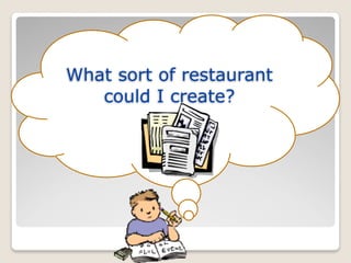 What sort of restaurant
could I create?
 