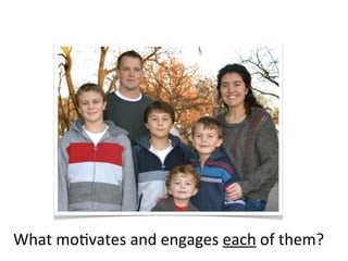 What	
  mo(vates	
  and	
  engages	
  each	
  of	
  them?
 