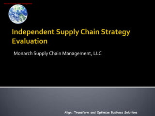 Independent Supply Chain Strategy Evaluation Monarch Supply Chain Management, LLC Align, Transform and Optimize Business Solutions 