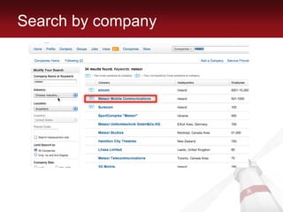 Search by companySearching PeopleInvestigate people’s connectionsNetwork connectionsWorking with Companies