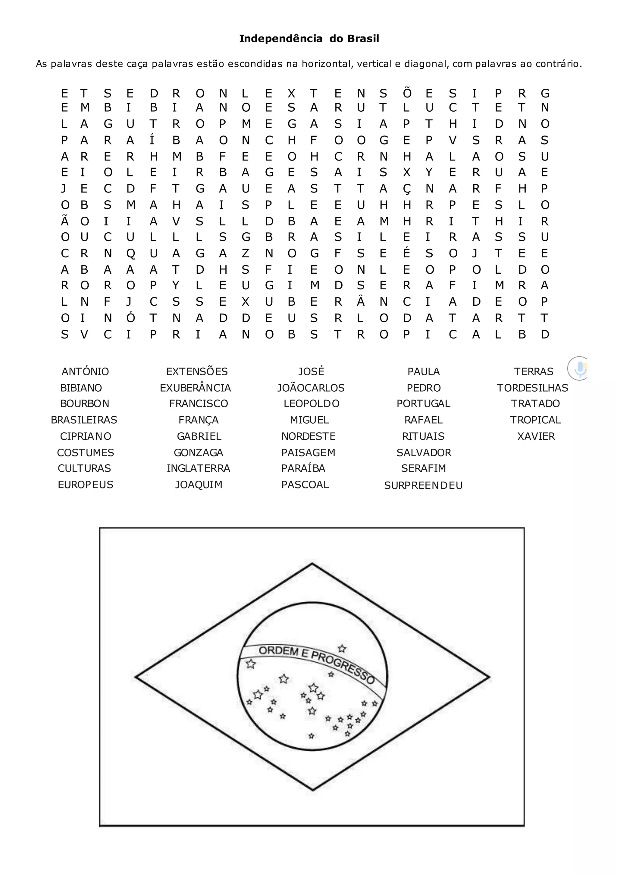 Independência do Brasil - Imprimir Caça Palavras.docx