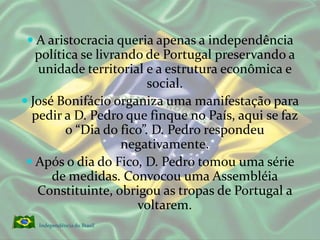 Chegada da família real portuguesa ao Rio de Janeiro em 7 de Marco de 1808.A causa da vinda da família para o Brasil foi a Revolução Francesa e a expansão napoleônica na Península Ibérica. Em 1821, Dom João VI regressou a Portugal, deixando no Brasil, na qualidade de Principe Regente, o Dom Pedro.Independência do Brasil 
