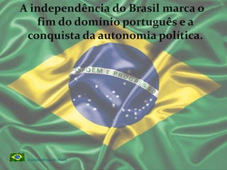 A aristocracia queria apenas a independência política se livrando de Portugal preservando a unidade territorial e a estrutura econômica e social.José Bonifácio organiza uma manifestação para pedir a D. Pedro que finque no País, aqui se faz o “Dia do fico”. D. Pedro respondeu negativamente.Após o dia do Fico, D. Pedro tomou uma série de medidas. Convocou uma Assembléia Constituinte, obrigou as tropas de Portugal a voltarem.Independência do Brasil 
