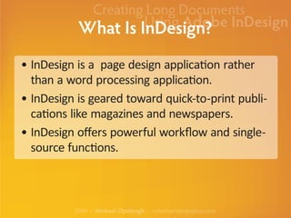 Creating Long Documents Using Adobe InDesign