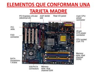ELEMENTOS QUE CONFORMAN UNA
       TARJETA MADRE
 
