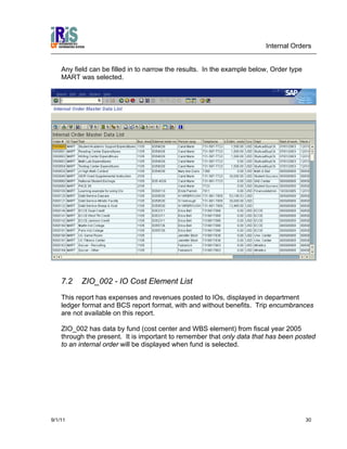 Zio Report Example Internal Orders Detailed config | PDF