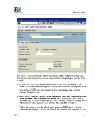 Internal Orders Detailed config | PDF