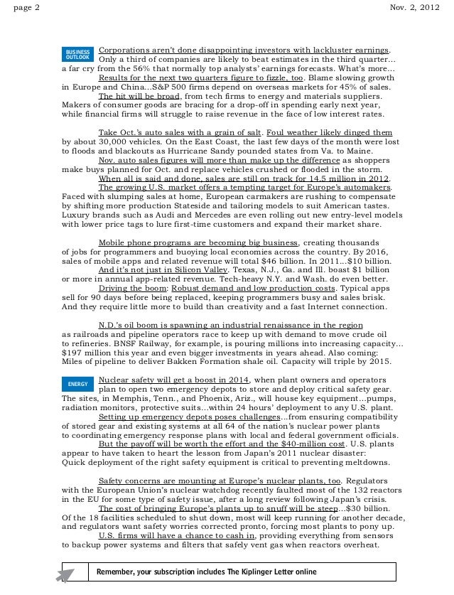 market update the kiplinger letter