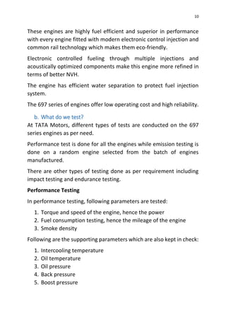 Study of Engine Testing Lab and Engine Testing of TATA 697 series ...