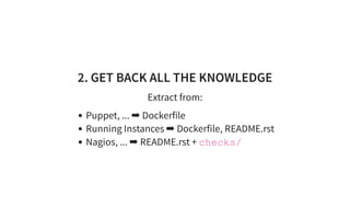 3. INTRODUCE RUN_LOCAL
make run_local
A nice section on how to run in README.rst
with docker-compose
The most crucial poin...
