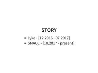 STORY
Lyke - [12.2016 - 07.2017]
SMACC - [10.2017 - present]
 