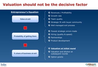 Valuation should not be the decisive factor Value at exit Probability of getting there % share of business at exit Entrepr...
