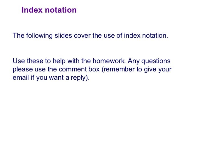 Index Notation