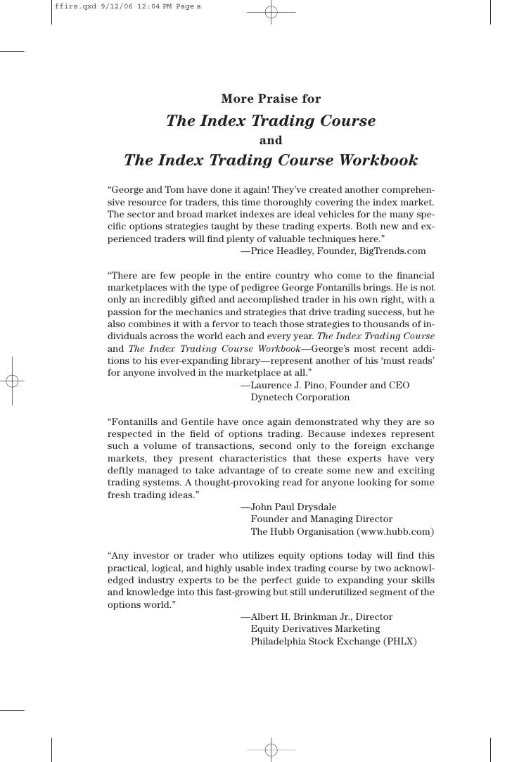Index options trading course