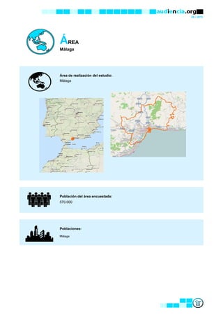 09 / 2015
ÁREA
Málaga
Área de realización del estudio:
Población del área encuestada:
Poblaciones:
Málaga
Málaga
570.000
 
