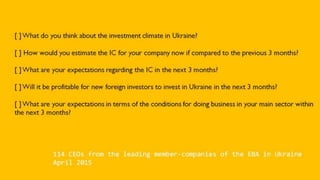 EBA Investment Attractiveness Index - Ukraine - first quarter 2015 