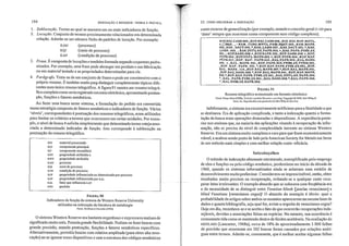 FIGURA 90
Indicadores de função do sistema da Vestem Reserve University
utilizados na indexação da literatura de metalurgia
Fonte: Aitchison e Cleverdon (1963)
osistema Vestern Reserve era bastante engenhoso e expressava matizes de
significado muito sutis. Possuía grande flexibilidade. Podiam-se fazer buscas com
grande precisão, usando pontuação, funções e fatores semânticos específicos.
Alternativamente, permitia buscas com relativa amplitude (para obter alta revo-
cação) ao se ignorar esses dispositivos e llsar a estrutura dos códigos semânticos
KEJ material processado
KUJ componente principal
KIJ componente secundário
KOV propriedade atribuída a
KVV propriedade atribuída
KAM processo
KQJ meio de processo
KAH condição de processo
KUP propriedade influenciada ou determinada por processo
KAP propriedade influenciada por KAL
KAL fator que influencia MP
KVJ produto
195
FIGURA 91
Resumo telegráfico armazenado em formato eletrônico
Fonte: Perry eKcnt (1958). TfHJ'-'JiIr mud,il/': {ifm)/lIr.: xl;unMng. Cop)Tigh C 1958. John Wiley &
Sons. fnc. Reproduzido com permissão de lohl1 Wifey & SOllS Inc
KOV.KEJ.CAR8.009.,KOV.KEJ.CARB.ooa.•KUJ.KEJ.KOV.MATL.
4.0BQE. ,- KAM. CUNG.MWTL.PASS.RQHT.003.,KAM.MAPR.
032.,KAH • DACT:001.·.KAH. LAMN.037••KAH.DACT.001.·, KAH.
LAMN. 024 .• KAH.DYFL.6X.PAPR.002•• ,KAH.PAPR.PYSH.2X.
OOl .•-KUP.RANG.009•••KUP.RAPR.225••KUP.DA8M.OOG•••KUP.
P'fPR,004 .•KUP.DYFL. MATN.002.". KVP. PYPR004., KUP.KAP.
PAPR,017•• KUP. KAP. PAPROIO. ,KAL-.P.APR.004. ,KAL.RANO.
009 .... KAL. MAPR. 041.,KUP.PAPR.45X.PW8H.2X.TYRM.OOl.
• KUP. KAP. PAPR. 001. •• KUP.KAP.PAPRPYSlL2X.OOl.,KUP.
KAL. MAPR .1l4•• KUP.KAL.MAPR.087 .... KUP.KAL.MAPR.041.
.KUP.KAL.RANG.Op9.*.KUP.KAL.MAPR.041.•KUP.KAP.MAPR.
032.·, KUP. KA P. P APR. PYSH. 2X.OOl. ,KAL. DYFL. 6X. PAPR.002.
• , KAL. PAPR.PYSH.2X.OOl•• KAL.RANG.009••,KAL.PAPR.058.
•• KAL.BYSS.3X.RAPR.002.
11. COMO MELHORAR A INDEXAÇÃO
Subcabeçalhos
O método de indexação altamente estruturado, exemplificado pelo emprego
de elos e funções ou pelo código semântico, predominou no início da década de
1960, quando os sistemas informatizados ainda se achavam num estádio de
desenvolvimento muito preliminar. Considerava-se imprescindível, então, obter
resultados muito precisos na recuperação, evitando-se a qualquer custo recu-
perar itens irrelevàntes. O exemploabsurdo que se colocava com freqüência el;a
o da necessidade de se disti.nguir entre Venetian blinds [janelas venezianas] e
blind Venetians [venezianos cegos]! O absurdo do exemplo é óbvio; qual a
probabilidade de 81iigos sobre ambos os assuntos aparecerem na mesma base de
dados e quanta bibliografia, seja qual for, existe a respeito de venezianos cegos?
Hoje em dia, reconhece-se e se aceita o fato de que ocorrerão recuperações inde-
sejáveis, devidas a associações falsas ou espúrias. No entanto, sua ocorrência é
comumente tida como se mantendo dentro de limites aceitáveis. Na avaliação do
MEDLARS (Lancaster, 1968a), cerca de 18% de aproximadamente 3 000 falhas
de precisão que ocorreram em 302 buscas foram causados por relações ambí-
guas entre termos. Admite-se, comumente, que é melhor aceitar algumas falhas
como recurso de generalização (por exemplo, usando o conceito geral D-DD para
'dano' sempre que ocorresse como componente num código complexo).
Infelizmente, o sistema era excessivamente atiificioso para a finalidade a que
se destinava. Era de aplicação complicada, e tanto a indexação quanto a fonnu-
lação da busca eram operações demoradas e dispendiosas. A experiência poste-
rior nos ensinou que, na maioria das aplicações visando à recuperação da infor-
mação, não se precisa do nível de complexidade inerente ao sistema Western
Reserve. Era um sistema muito complexo e caro para que fosse economicamente
viável, e acabou sendo posto de lado pela American Society for Metais em favor
de um método mais simples e com melhor relação cllsto--eficácia.
INDEXAÇÃO E RESUMOS: TEORIA E PRJTICA194
1. Sublocução. Termo ao qual se anexava um ou mais indicadores de função.
2. Locução. Conjunto de termos proximamente relacionados em determinada
relação. Admite-se um número finito de padrões de locução. Por exemplo:
KJUvI (processo)
KQJ (meio de processo)
KAH (condição de processo)
3. Frase. É composta de locuções e também formada segundo esquemas padre.
nizados. Por exemplo, uma frase pode abranger um produto e sua fabricação
ou um material testado e as propriedades determinadas para ele.
4. Parágrafo. Trata-se de um conjunto de frases e pode ser coextensivo com o
próprio resumo. Étambém usado pari! distinguir completamente tópicos dife·
rentes 1~t1m único resumo telegráfico. A figura 91 mostra llm resumo telegrá-
fico completo como seria registrado em meio eletrônico, apresentando pontua-
ção, funções e fatores semânticos.
Ao fazer uma busca nesse sistema, a formulação do pedido era convertida
numa estratégia composta de fatores semânticos e indicadores de função. Vários
'níveis', correspondentes à pontuação dos resumos telegráficos, eram utilizados
para limitar os critérios a termos que ocorressem em celias unidades. Por exem-
plo, o nível de busca 4 solicita simplesmente que determinado termo esteja asso-
ciado a determinado indicador de função. Isso cOlTesponde à sublocução na
ponhlação do resumo telegráfico.
 