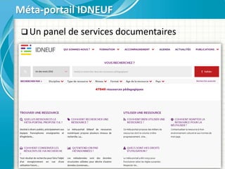 Méta-portail IDNEUF
 Un panel de services documentaires
 